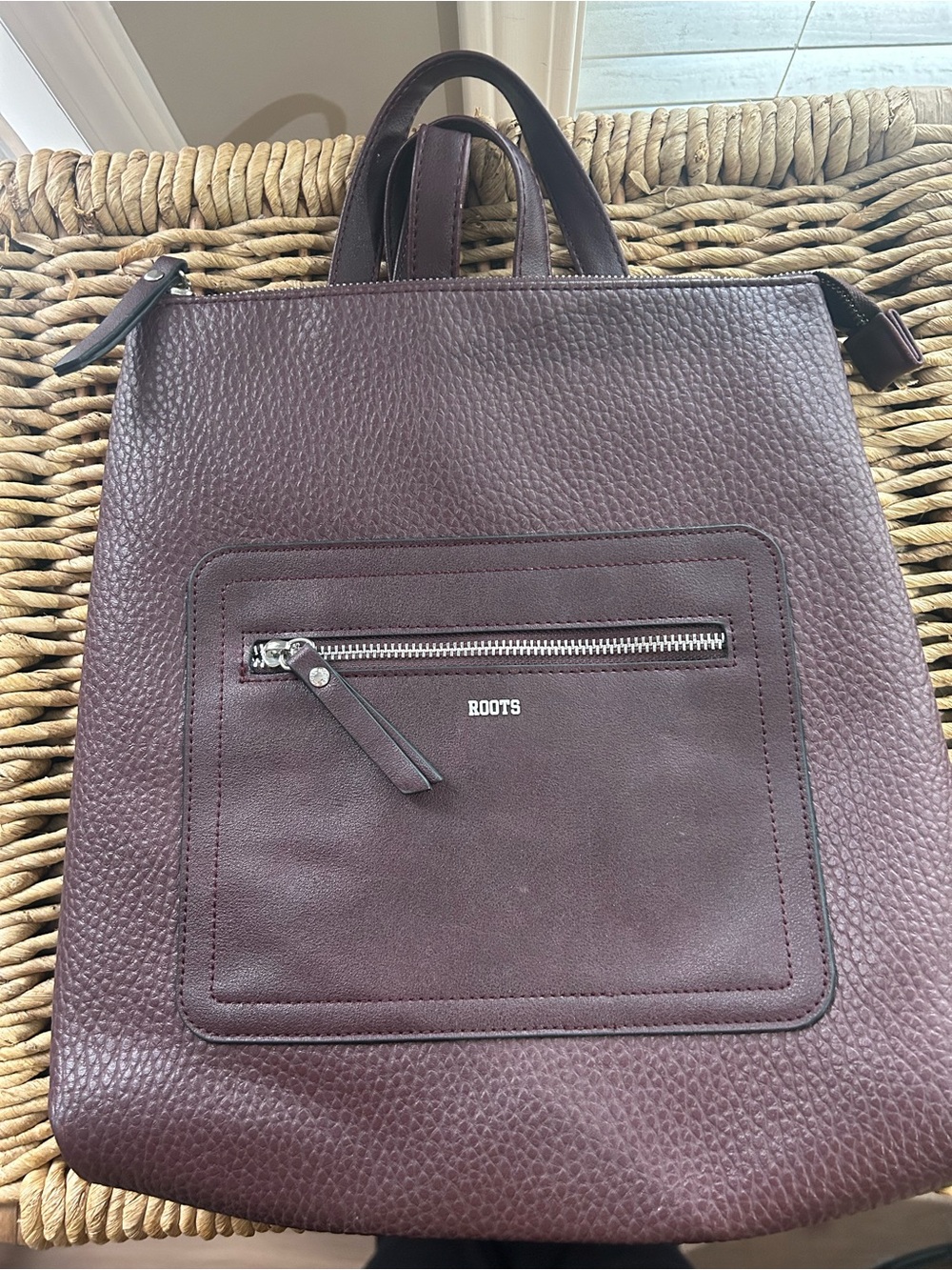 Roots Women’s Faux Leather Purse Backpack - Deep Bordeaux